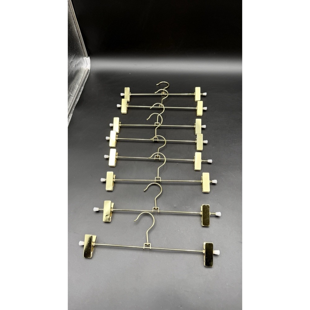 16 Pack Shiny Gold 12 Inch Metal Pants Skirts Hanger, Sturdy for Slacks Trous...